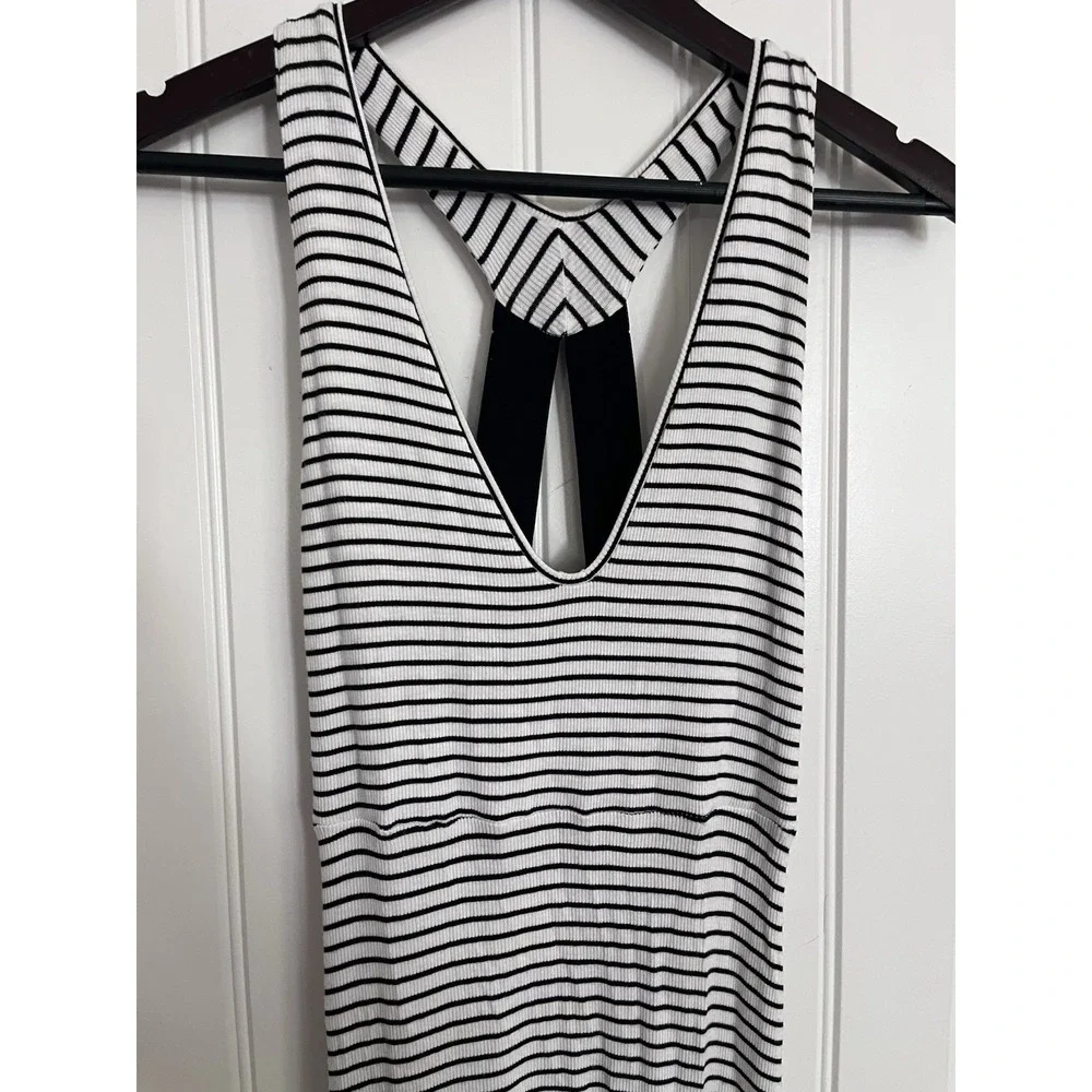 Free People Stripe Sleeveless Tank White Black Midi Womens Small‎ Summer 394